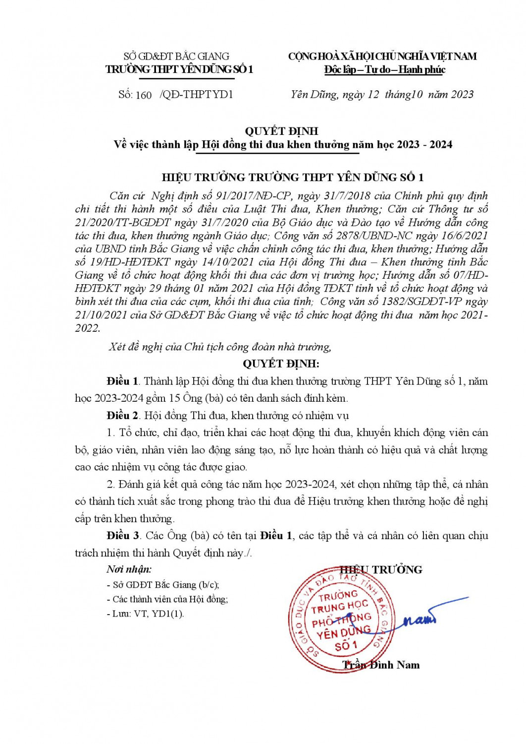 Quyet dinh thanh lap HDTDKT truong THPTYD1 nam hoc 2023  2024 signed signed signed signed signed c8c09 page 001